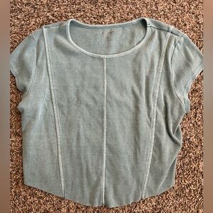 Blue Faux-Corset Shirt